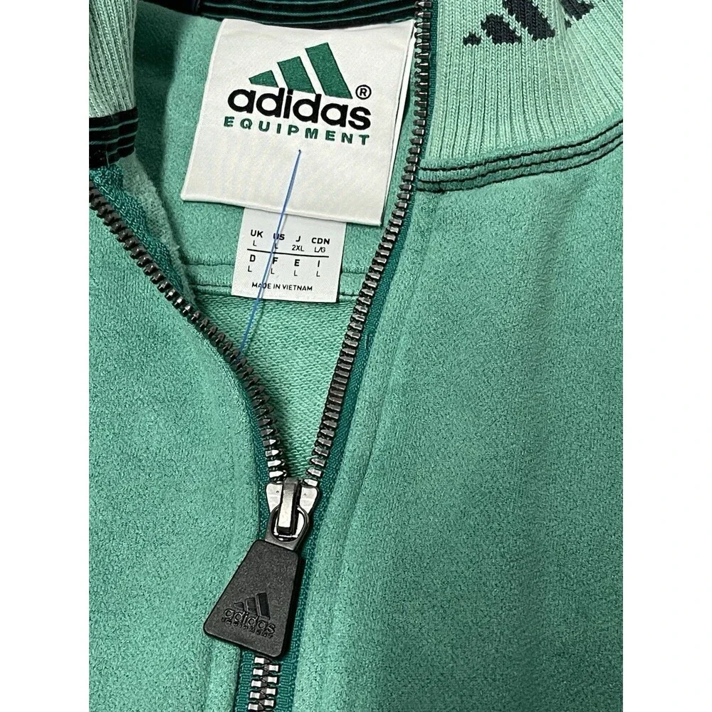 Vintage Adidas Equipment Sweatshirt 1/2 Zip Large Men's 90s Pullover Teal